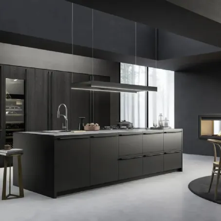 Cucina Moderna con isola M2 Crea Nero di Meson's Cucine