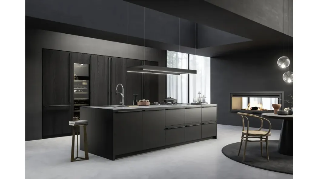 Cucina Moderna con isola M2 Crea Nero di Meson's Cucine