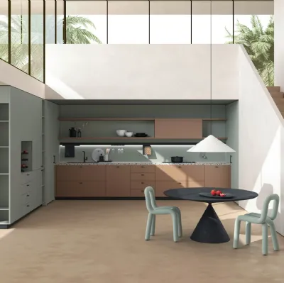 Cucina Moderna M2 Crea Terracotta e Verde di Meson's Cucine