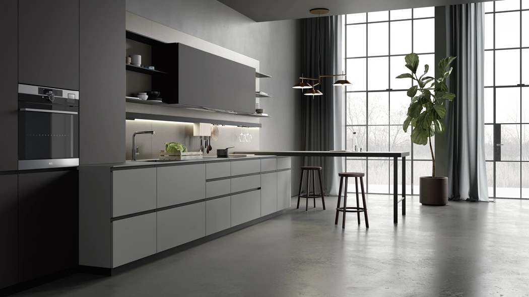 Cucina Moderna con penisola M2 Linea Grigio di Meson's Cucine