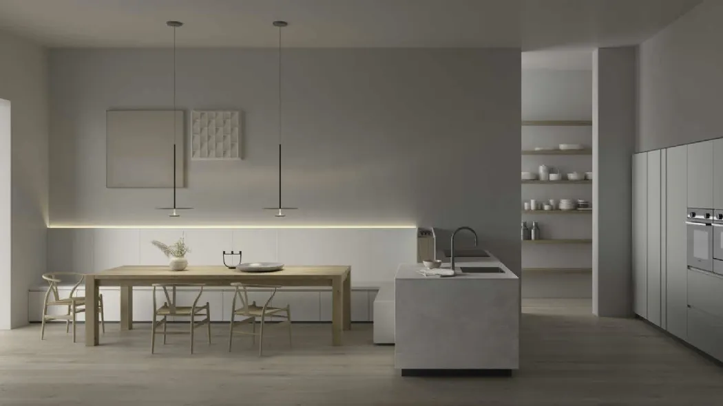 Cucina su misura M2 Linea in laminato Omnia Kandia Bianco di Meson's Cucine