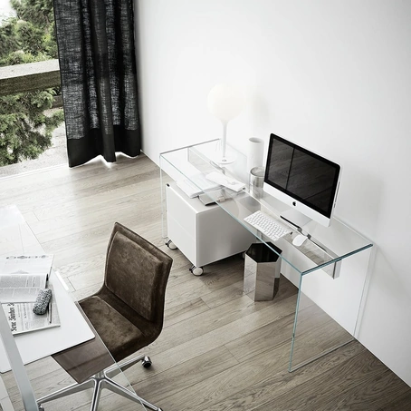 Scrivania operativa in cristallo Air Desk Console di Gallotti&Radice