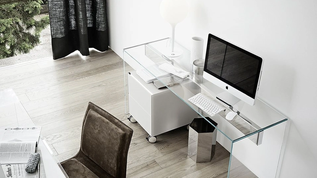 Scrivania operativa in cristallo Air Desk Console di Gallotti&Radice