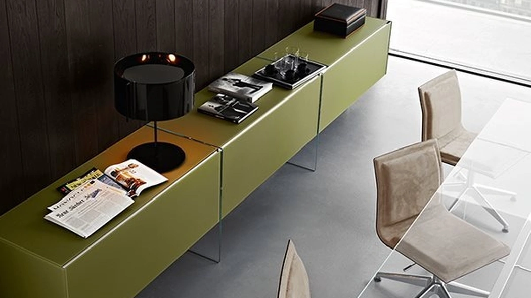 Mobile Ufficio Air Unit rivestito in cristallo di Gallotti&Radice