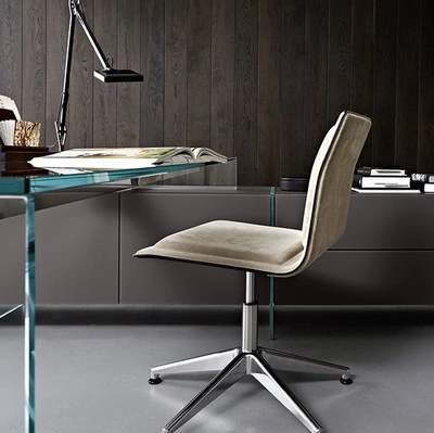 Sedia operativa ergonomica in pelle scamosciata con base girevole in alluminio Ofx 09 di Gallotti&Radice